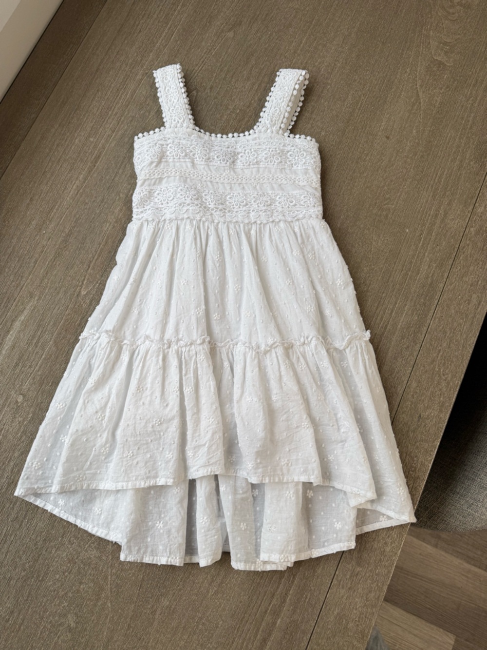 Zunie White Eyelet Tiered Cotton Dress